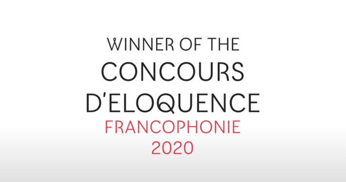 Terry Jowree winner of the French Speech Contest « Concours d’éloquence Francophonie » 2020