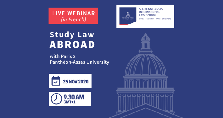 [in French] Upcoming Webinar: Study Law Abroad with Paris 2 Panthéon-Assas University